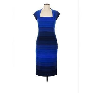Elegant Tadashi Shoji Blue Striped Dress, Size M